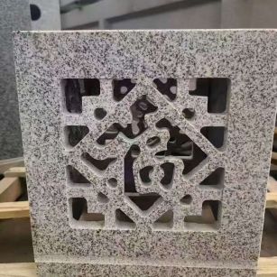重庆 芝麻白花岗岩镂空雕花灯笼
