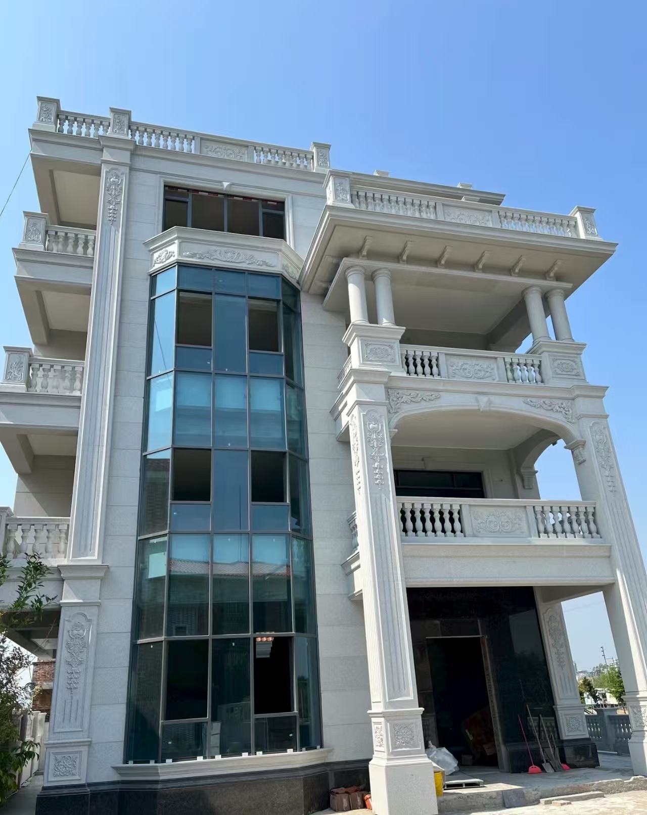 重庆 芝麻白花岗岩别墅外墙干挂效果展示